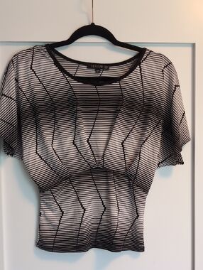 Femme Black & White Striped Scoop Neck Top